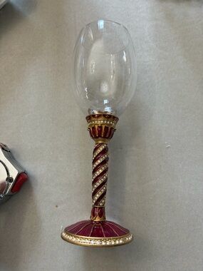 Red and Gold Jeweled Decorative Wine Glass